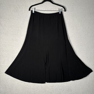 Clara S Size M Knee Length Black Skirt Elastic Waist‎ Ruffe Hem Slit Goth Witchy